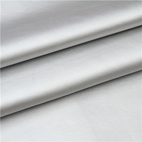 Cuero artificial Stof France Ekokuir  piel sinttica de vinilo plateado metlico Tela