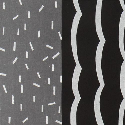 Fat Quarter (50 x 55 cm) - Toile echino noire et grise avec des bandes et des motifs, des d�cos arge 3