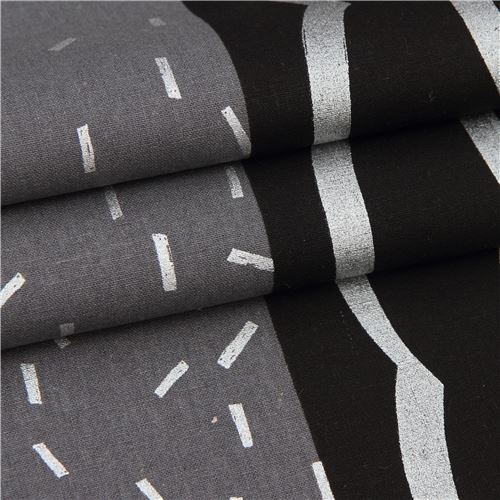 Fat Quarter (50 x 55 cm) - Toile echino noire et grise avec des bandes et des motifs, des d�cos arge 6