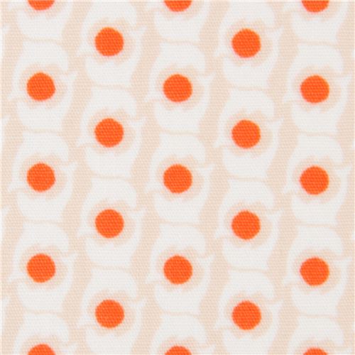 Tissu beige avec des mini-dauphins, des pois orange Tissu