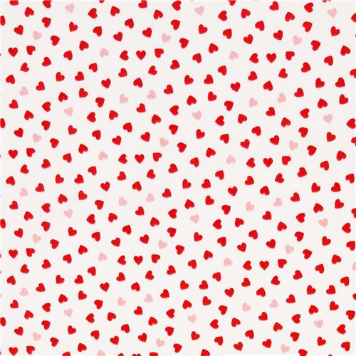 mini tossed red and pink heart pattern poplin fabric from Japan Fabric