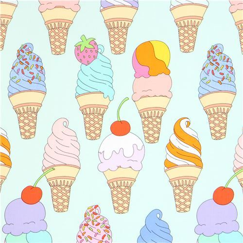 Remnant (43 x 112 cm) - mint green Alexander Henry fabric colorful ice cream Soft Serve