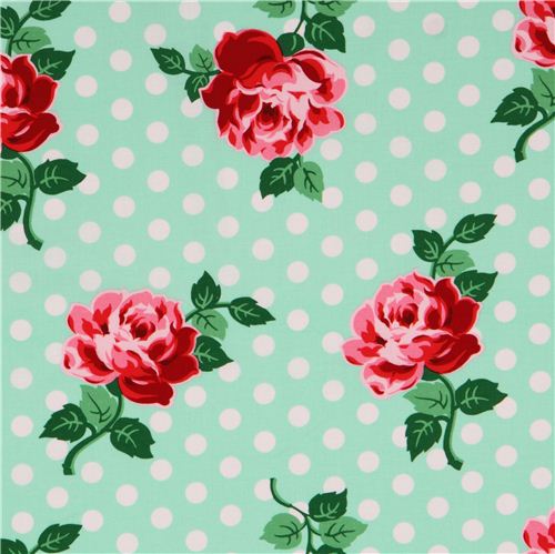 tessuto verde pois dot retr fiori Lucy Michael Miller USA Tessuto