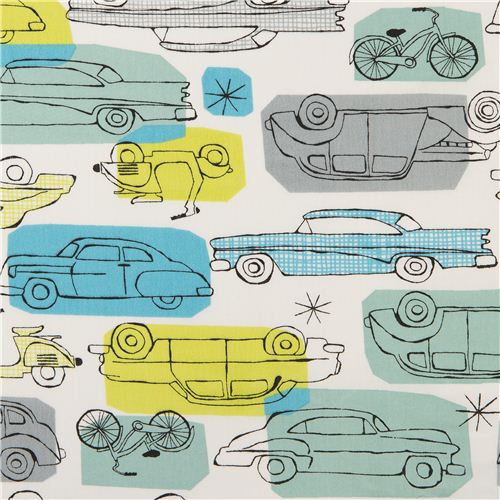 monaluna Vintage Auto Bio-Stoff aus den USA blau Stoff