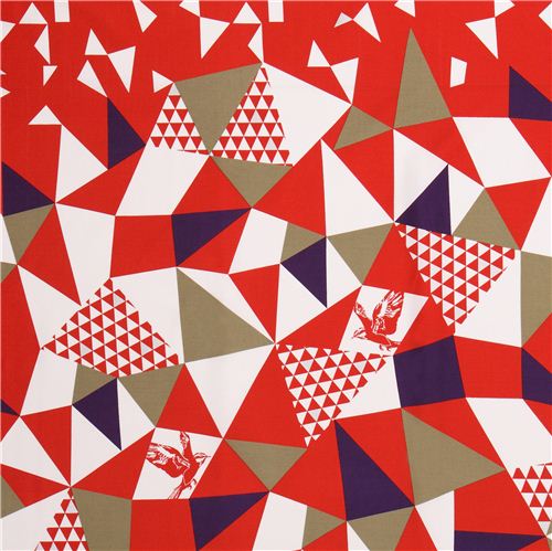 Tela satén algodón triángulo rojo echino Decoro mountain Tela