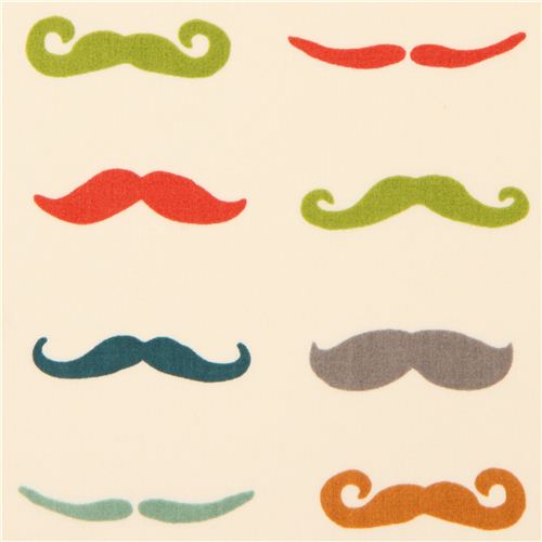 Tissu bio Birch tricot jersey avec des moustaches rtros Tissu