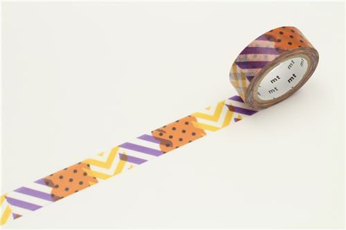 Ruban de masquage adh�sif Washi mt Happy Halloween, pois, rayures multicolores 3