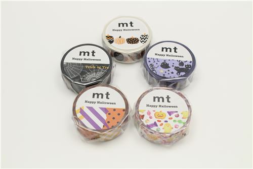 Ruban de masquage adh�sif Washi mt Happy Halloween, pois, rayures multicolores 5