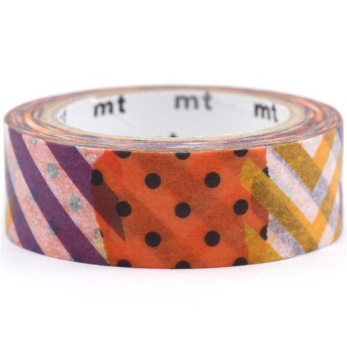 Ruban de masquage adh�sif Washi mt Happy Halloween, pois, rayures multicolores 2