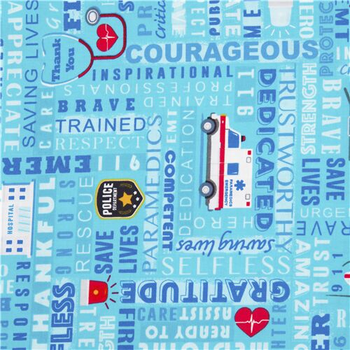 Everyday Heroes Healthcare Public Service Phrases Fabric
