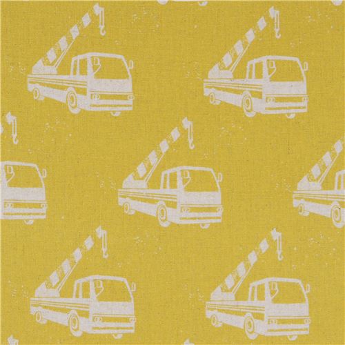 Mustard Yellow Construction Vehicle Fabric
