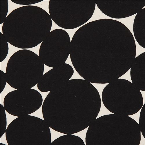 natural color canvas fabric with black circle by Kokka Fabric