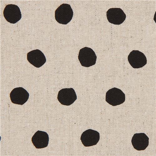 Toile au coloris naturel echino à pois noirs, Standard Tissu