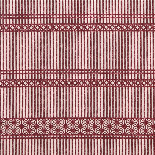natural color maroon stripes canvas fabric by Kokka Fabric