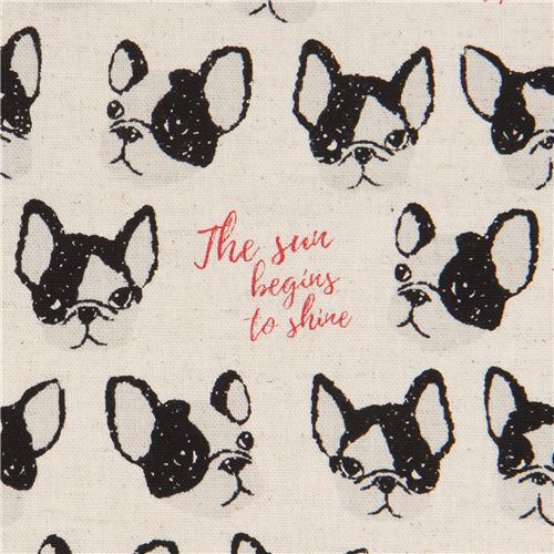 natural color with dog animal laminate fabric by Kokka Fabric