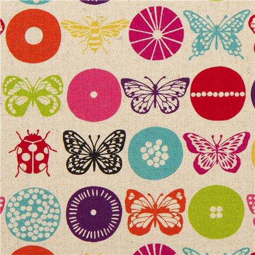 naturfarbener Insekten echino Laminat Stoff insect pink Stoff