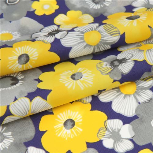 Remnant (29 x 120 cm) - navy blue Japanese flower nylon oxford fabric 4