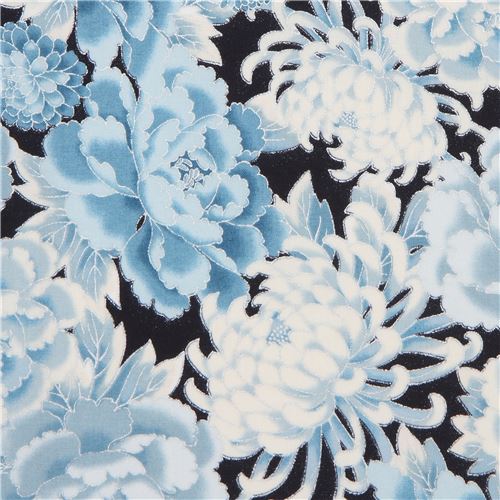 navy blue Robert Kaufman flower fabric with silver embellishment Fabric