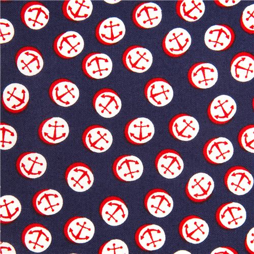 navy blue Timeless Treasures sailor fabric with anchors USA 2