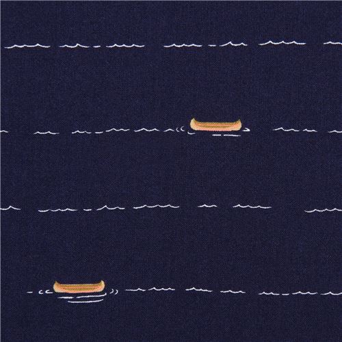 Tissu Dear Stella bleu marine avec des petits canos et des vagues Tissu