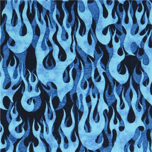 navy blue fabric with flame fire Quilting Treasures Fabric