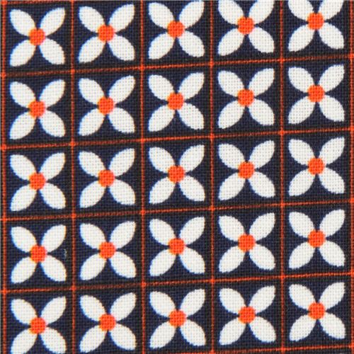 Marineblauer Stoff mit kleinen weißen Blumen von Cotton + Steel Stoff