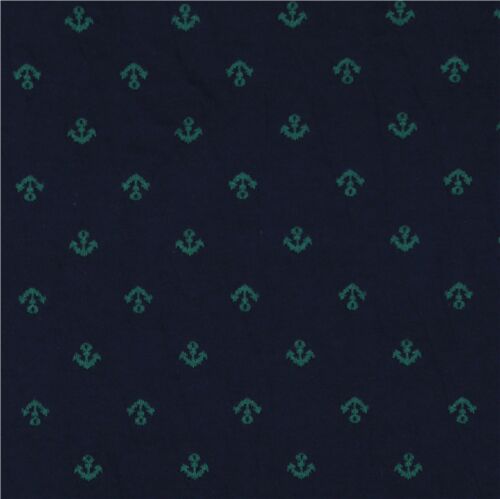 Navy Blue Green Anchors Yarn Dyed Fabric