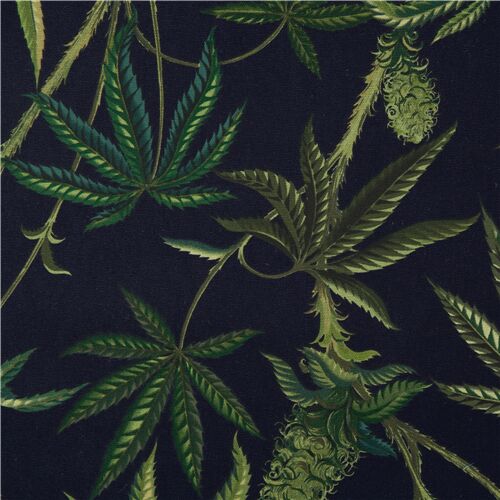 Botanical Plant Leaves Hemp Herb Fabric