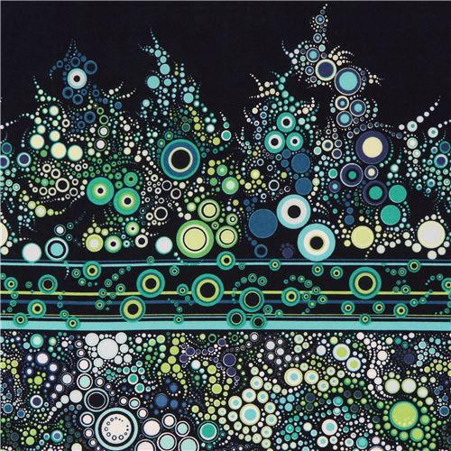 Tissu Robert Kaufman bleu Ocean, cercles multicolores, turquoise, vert citron Tissu