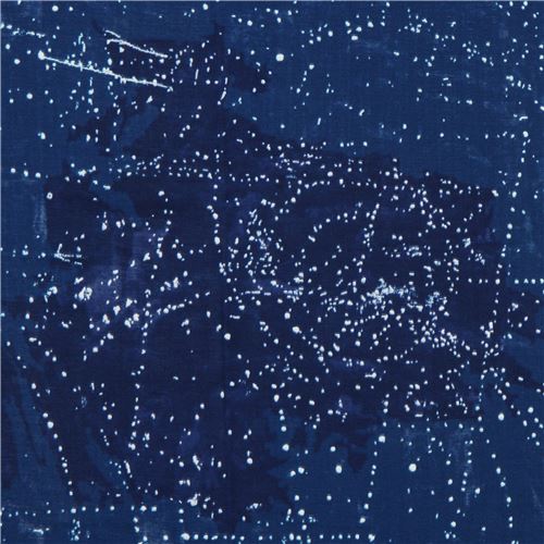 Marineblaue Double-Gauze mit Farbspritzern von Kokka Stoff