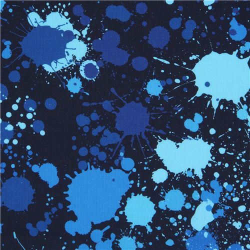 Marineblauer Stoff mit blauen Farbklecksen von Robert Kaufman Stoff