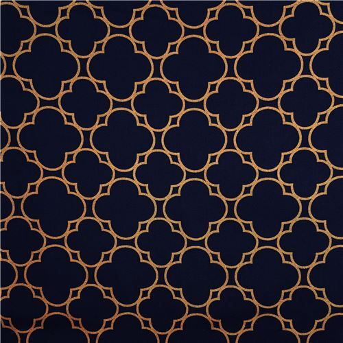 Fat Quarter (50 x 55 cm) - navy blue quatrefoil pattern Oxford fabric from Japan 3