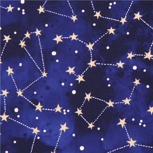 navy blue star constellation night sky glitter fabric Michael Miller USA Fabric