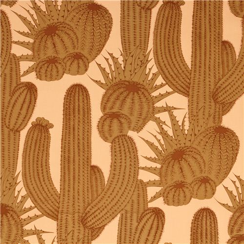 Tela oxford pesada ocre Tucson con cactus Alexander Henry Tela