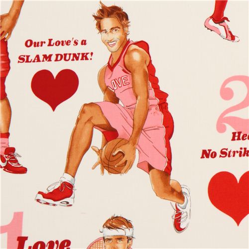 off-white Alexander Henry pin up athletes fabric love Fabric