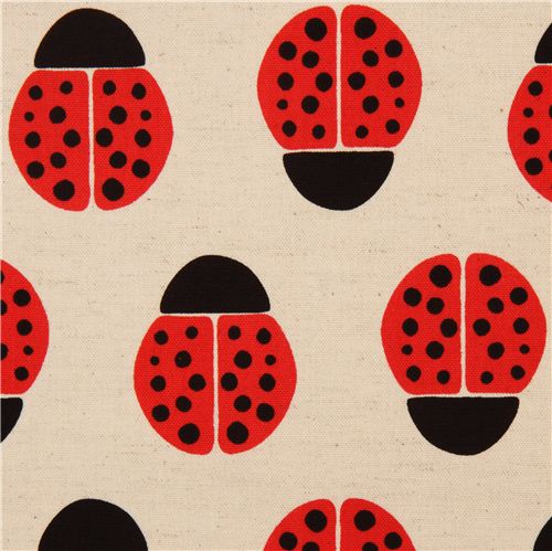 Tessuto telato panna con coccinelle di Kokka Tessuto