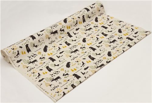 off-white Kokka Canvas fabric bear rabbit moose Japan 3