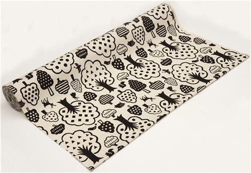 beiger Kokka Canvas Stoff mit Baum Hase Reh 3