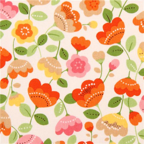 Tissu Kokka écru à fleurs importé du Japon Tissu