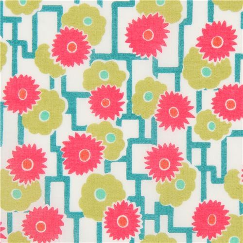 Tissu linon Moda écru avec des fleurs Tissu