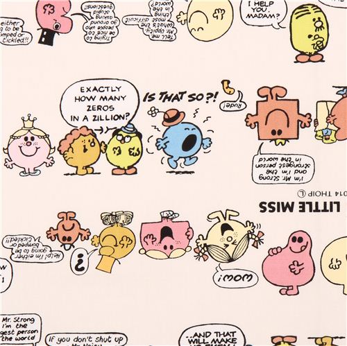 eierschalenweißer Mister Men und Little Miss Sanrio Oxford Stoff aus Japan