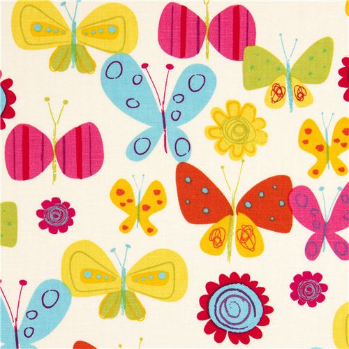 off-white Robert Kaufman fabric flower butterfly 1