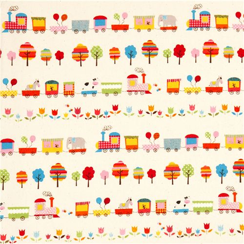 off-white animal fabric circus train trees flower du Japon2
