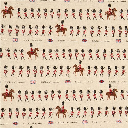 naturfarbener Leinenstoff London Royal Guards Soldaten 2