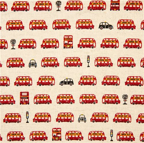 off-white canvas fabric red London double-decker bus 2