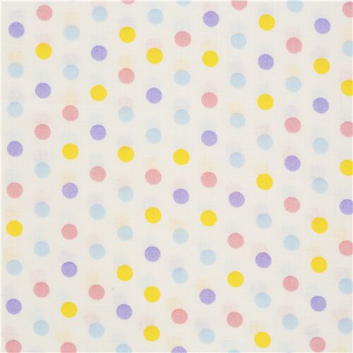 Cute Pastel Polka Dots off-White Fabric