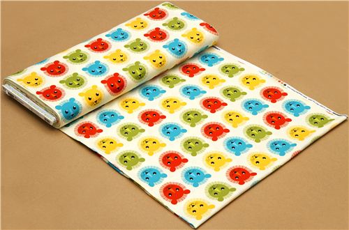 off-white fabric with colourful lions by Robert Kaufman 3