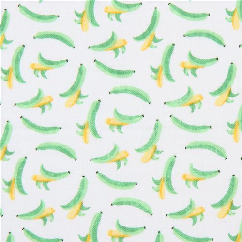 Tissu cru avec des bananes vertes et jaunes Tissu