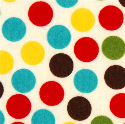 off-white flannel fabric colourful dots by Robert Kaufman Fabric