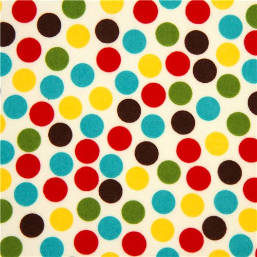 off-white flannel fabric colourful dots by Robert Kaufman 2